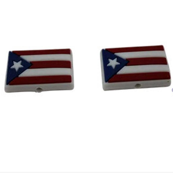 2 piece Puerto Rico flag (FOCAL BEADS) Original design) double sided