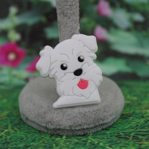 Fuzzy White Schnauzer dog shoe charm ( Original design)