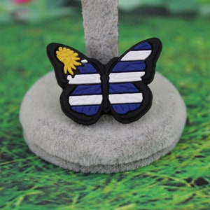 Uruguay flag buttterfly shoe charm