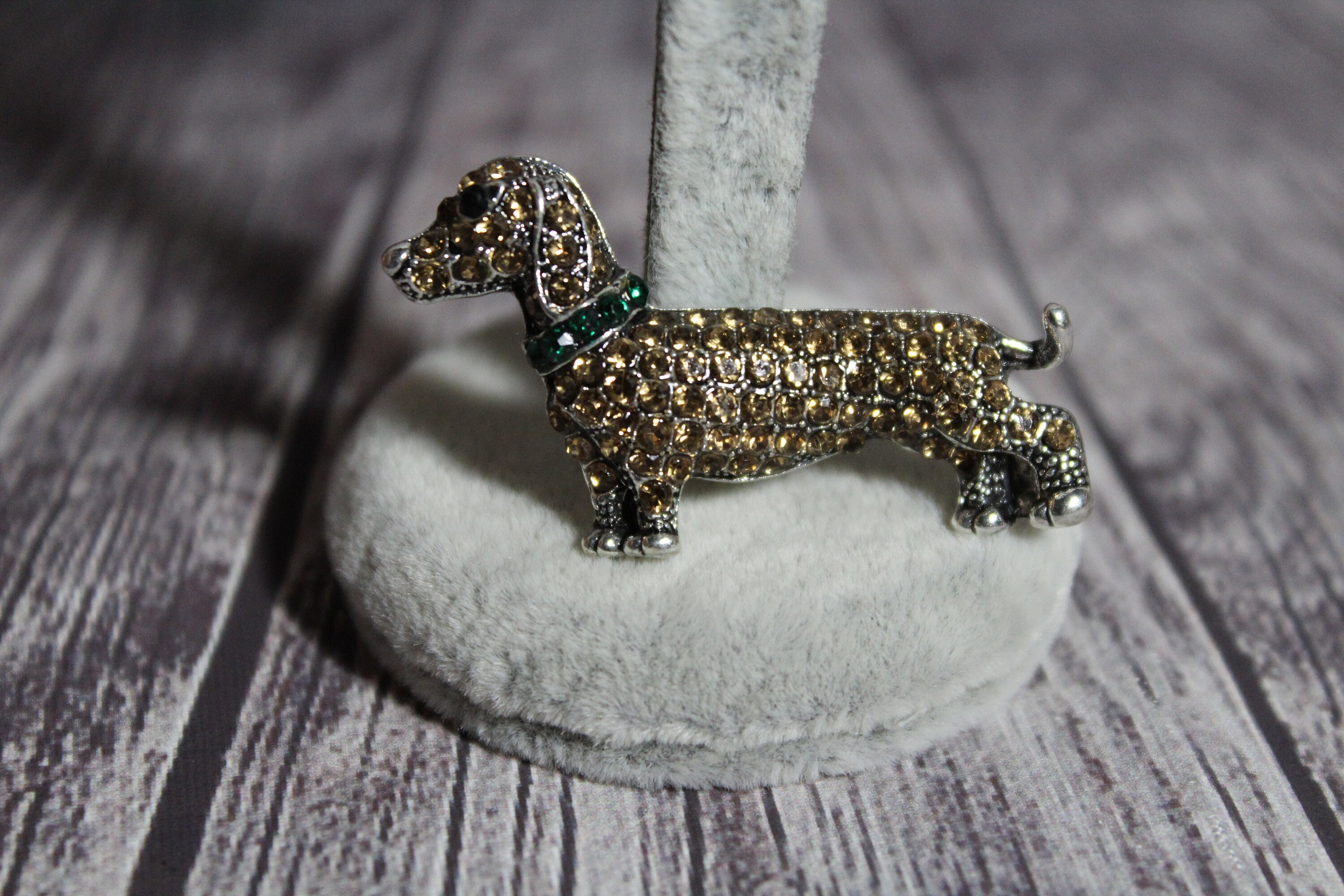 Dachshund dog rhinestone brooch pin Etsy