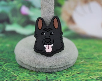 Black German Shepherd with teeth shoe charm ( New Original design)