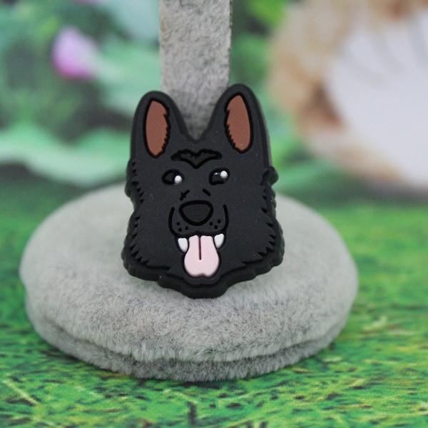 Black German Shepherd with teeth shoe charm ( New Original design)