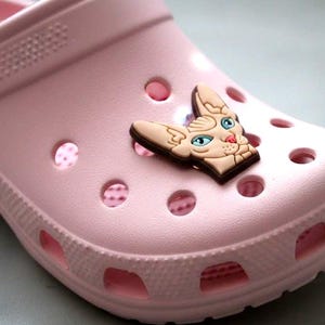 Beige Sphynx cat shoe charm for clog shoes (NOT for beach bags)