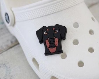 Black Doberman Natural Ears Down Shoe Charm Clog Accessory Pet Lover Gift