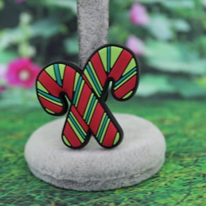 Double candy cane shoe charm