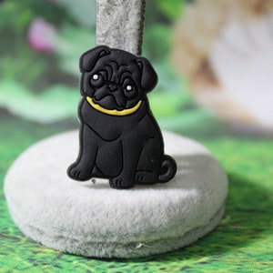 Black Pug with Yellow collar shoe charm (Original design)