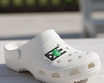 Puerto Rico Flag Clog Charm: Green Coqui Frog Shoe Decoration