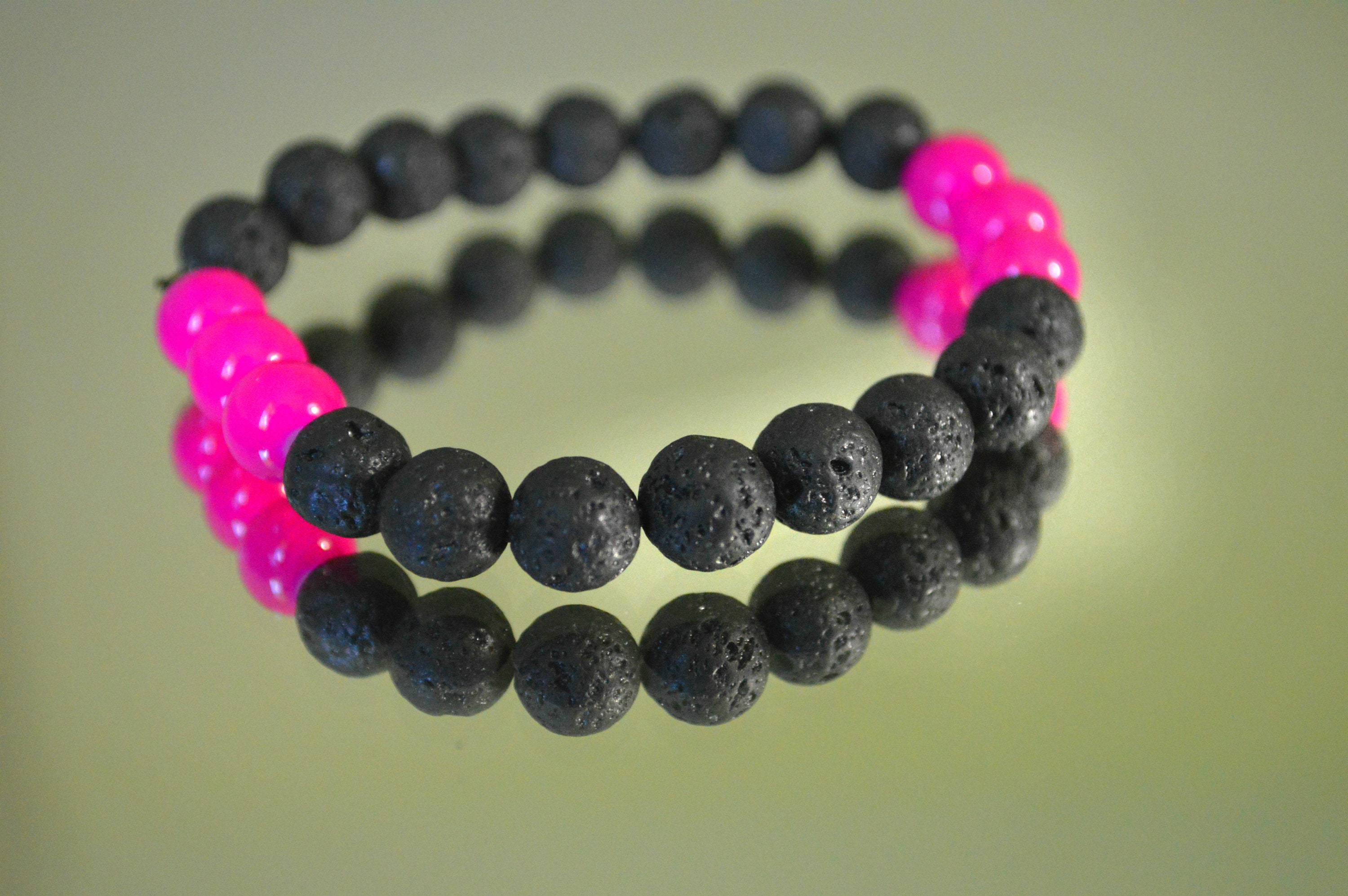 pink lava bead bracelet, handmade bracelet, boho bracelet, boho chic