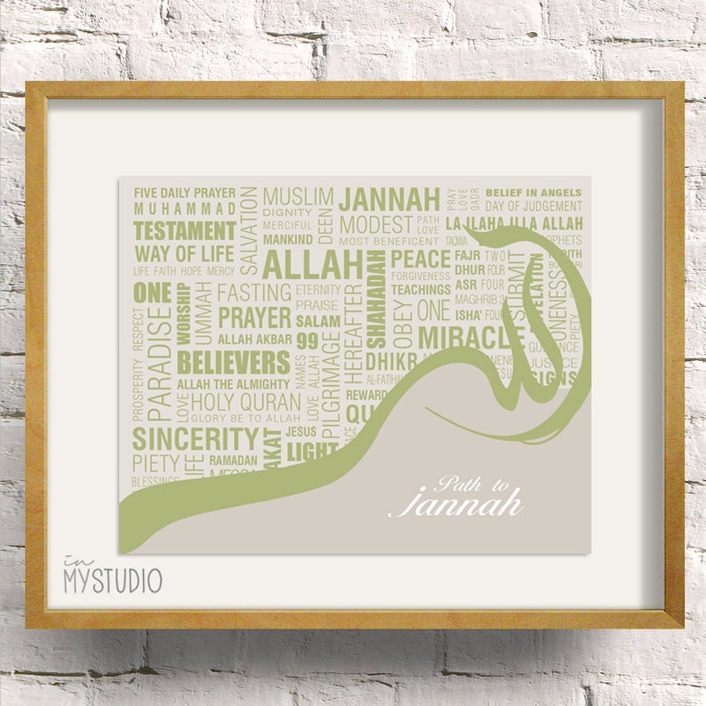 Instant Download. Path to Jannah, Islamic Wall Art Print. 8x10. Printable DIY Digital Design image 2