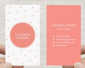 Polka Dot Business Card. Spots, Confetti Calling Card, Printable DIY Custom Digital Download