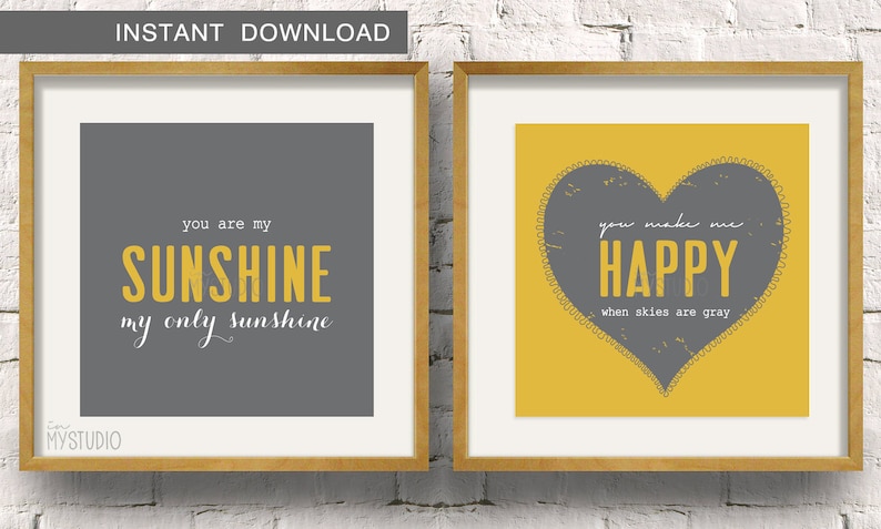 Instant Download. You are my sunshine, My only sunshine. You make me happy when skies are gray. To fit IKEA Ribba frames image 1