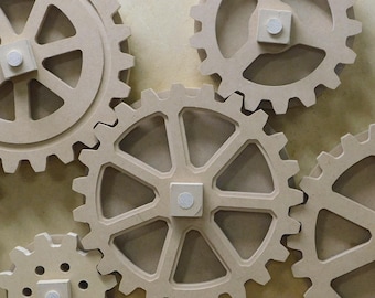 DIY Kinetic Gear Wall - Seven Gears - Easy mounting and spacing brackets, endless arrangements.