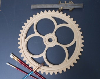 Wooden Gear-  14 Inches!  Wood Gear Cog Spoke Pulley Steampunk Decor Industrial Decoration Bitterroot DSign Primitive Faux Foundry Mold