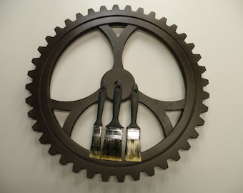 20 Inch Large Wooden Gears - Large Wood Gears - Industrial Art - Man Cave Decoration - Large Wood Gears - Large Three Spoke