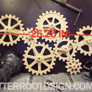 Large Wooden Gears - Kinetic Wall Art -  Wood Gears - Cogs - Steampunk Art - Wall Decor - Industrial - Primitive - Foundry - Americana
