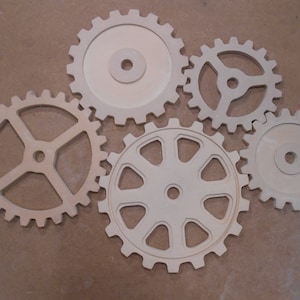 Wooden Gears, Large Five Wood Gear Set  8"- 12" - Steampunk, Industiral, Wood Cogs, American Made