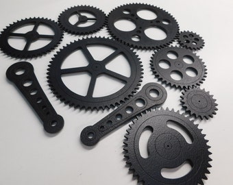 10 pieces - free shipping - Steampunk Gears Wall Decor - Eight Gears, Two Push Rods - 10 Pieces - Free Shipping - Wood Gears