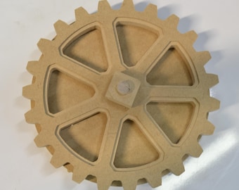 7.25" Gear with indented on spoke, Build Your Own Customized Wall, Single Gear, Base and Axle, DIY Gear Wall Add On. One gear
