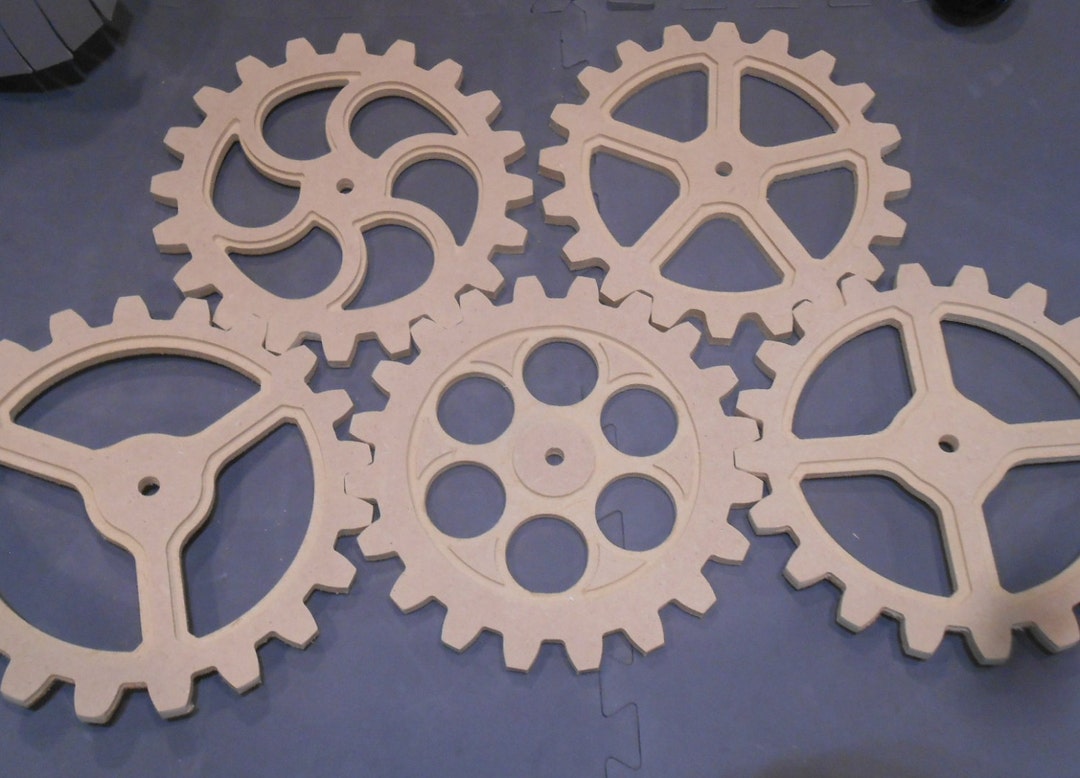 Five Wooden Gears 10 Inch Gear, Cogs, Wood Gears, Steampunk Industrial