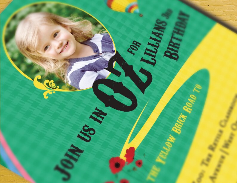 Emerald City Instant Download Birthday Party Wizard of Oz Invitation with Photo Baby Shower Ruby Slippers Bridal Shower Shower