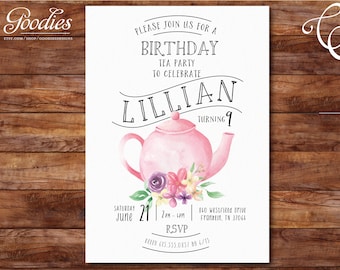 Tea Party Invitation - Instant Download, Birthday Party Invitation, Shower, Baby Shower, Bridal Shower, Wedding, Surprise Party