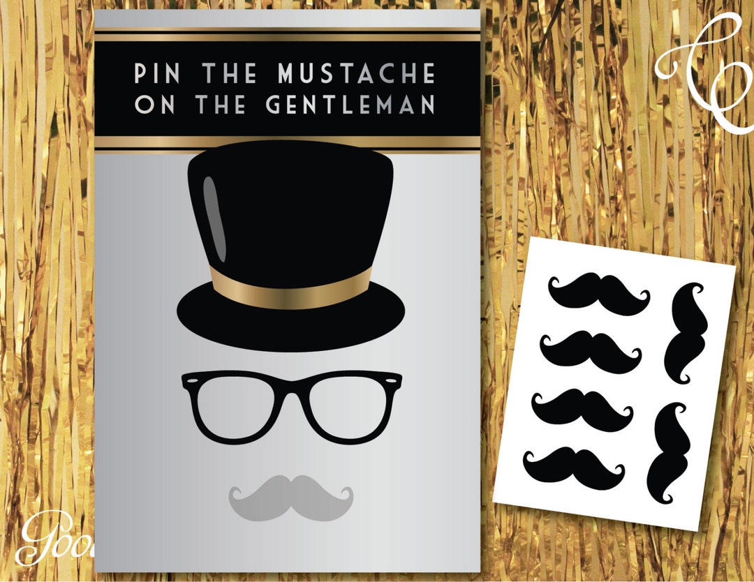 Pin the Mustache on the Gentleman Game - Printable, Instant Download ...