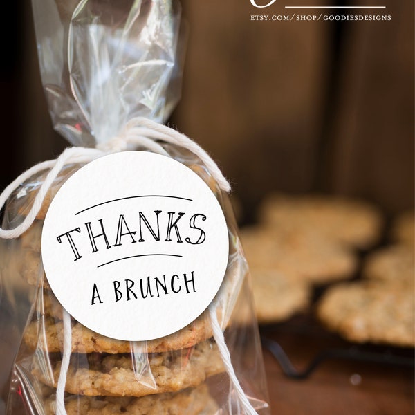 Thanks a Brunch Tags, Stickers or Cupcake Toppers - Thank You, Tag, Breakfast, Brunch, Pancakes, Birthday, Cupcake Picks, Instant Download