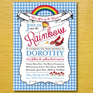 Wizard of Oz Invitation - Over the rainbow, ruby slippers, Birthday invitation, shower invitation, printable, pdf, download, baby, wedding