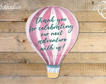 Etiquetas de Favor - Descarga Instantánea, Globo Aerostático, Baby Shower, Primer Cumpleaños, Gracias, Etiquetas, Favor, Cupcake Toppers, Aventura