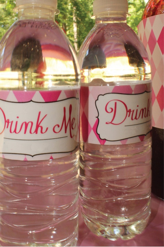 Pink Water Bottle Labels - Amazing Alice