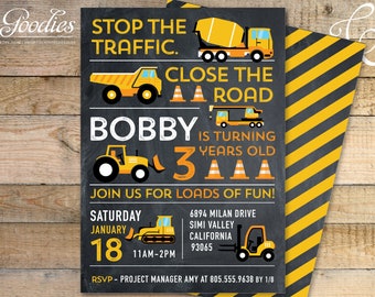 Construction Invitation - Instant Download, Birthday Party Invitation, Party Invitation, Party, Kids, Boy, Truck, Trucks, Baby Shower