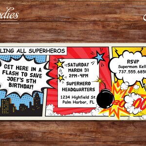 Superheld Comic GeburtstagSeinladung - Instant Download, Party Einladung, SuperHeld, Comic Buch, Jungs Geburtstag, Kindergeburtstag, Held, Party