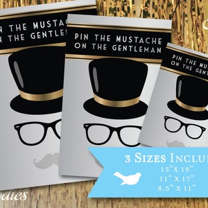 Pin the Mustache on the Gentleman Game - Printable, Instant Download ...