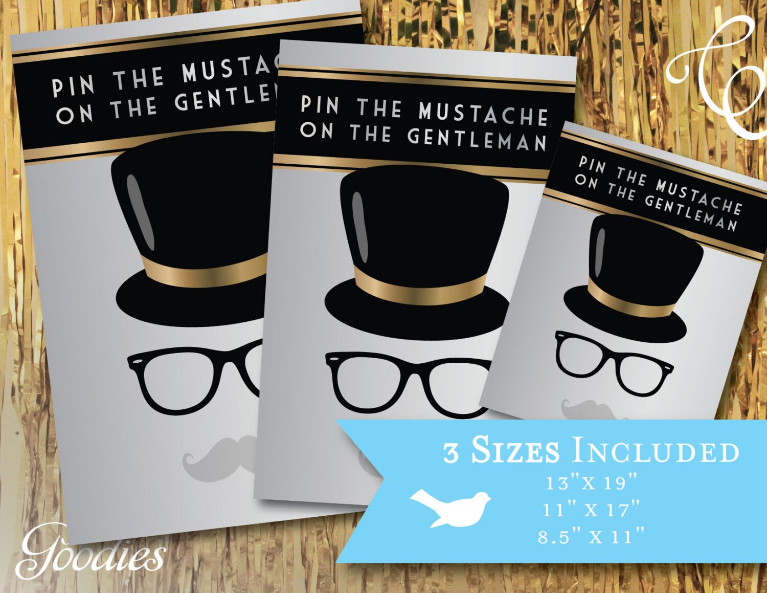 Pin the Mustache on the Gentleman Game Printable Instant | Etsy