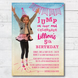 Bounce Party Invitation with Photo - Birthday, Kids, Girl, Jump House, Bounce House, Invite, Instant Download, Milestone, Child, Children