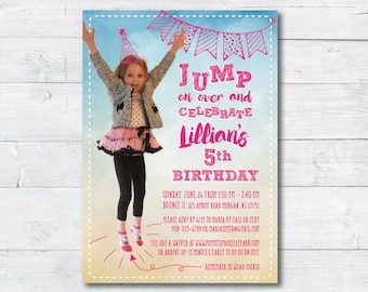 Bounce Party Invitation with Photo - Birthday, Kids, Girl, Jump House, Bounce House, Invite, Instant Download, Milestone, Child, Children