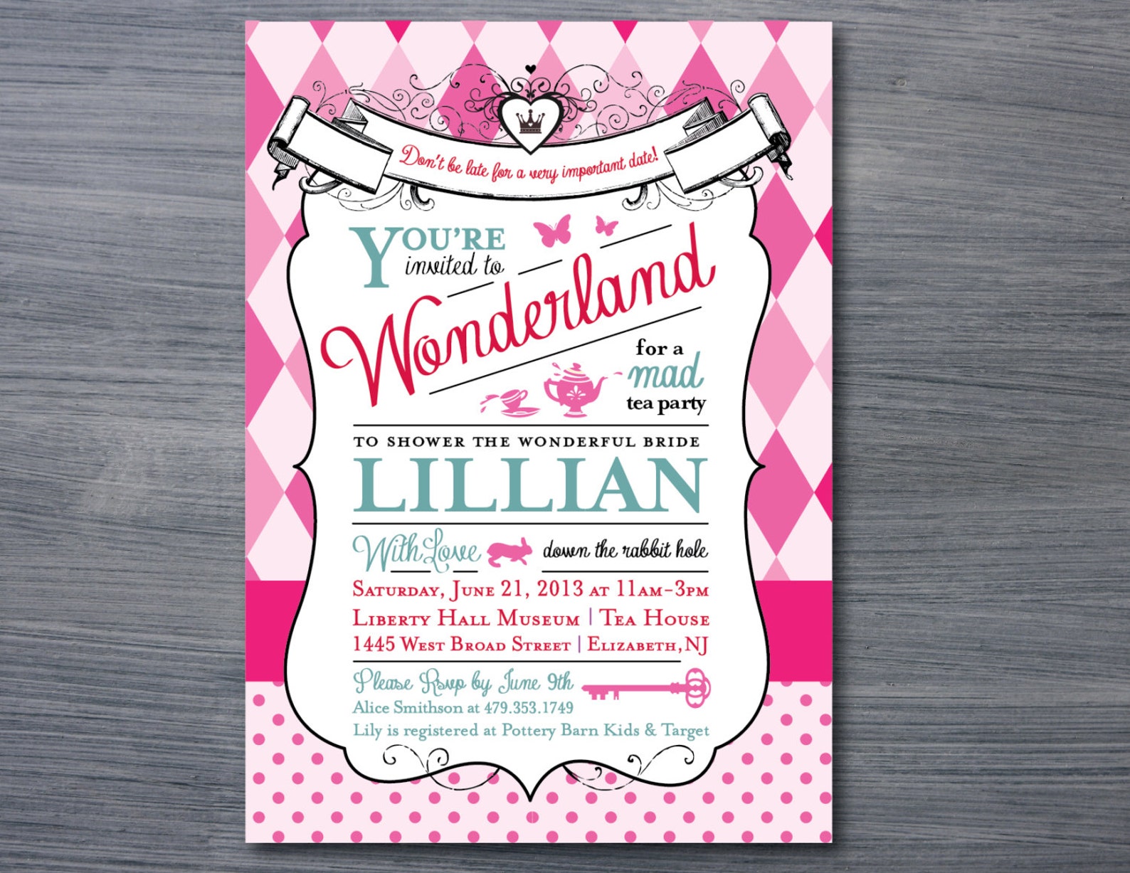 Alice in Wonderland Bridal Shower Invitation Etsy