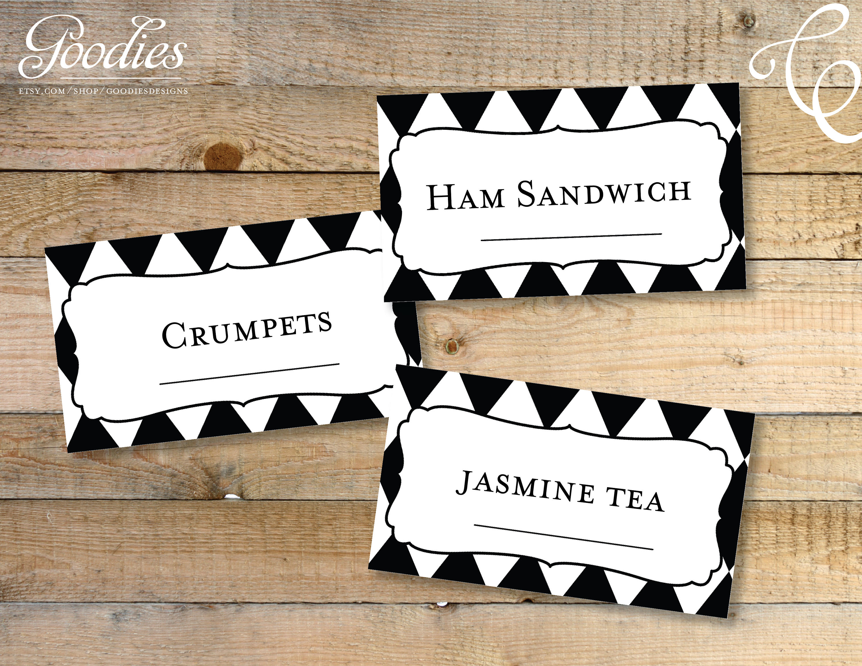 Alice in Wonderland Printable Tent Cards / Place Cards Black Etsy