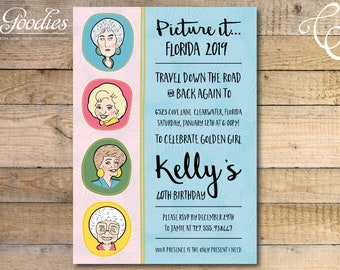 Golden Girls Party Invitation - Invitación a la fiesta de cumpleaños, ducha, despedida de soltera, ducha de bodas, despedida de soltera, invitación, girls night out