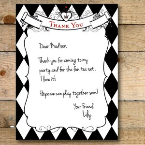 Alice in Wonderland Flat Thank You Card - Impreso