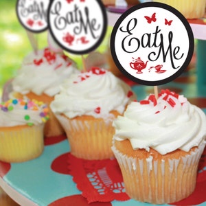 Alice In Wonderland Favor Tags or Cupcake Toppers