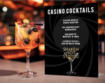 Letrero de agente especial para cócteles - Descarga instantánea, PDF, JPEG, imprimible, espía, 007, fiesta de cumpleaños, 70.º cumpleaños, letrero