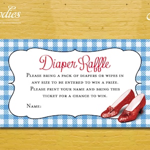 Wizard of Oz Diaper Raffle Ticket - Baby Shower, Shower, Game, Ruby Slippers, Wizard of Oz, Diapers, Instant Download, Template, Print