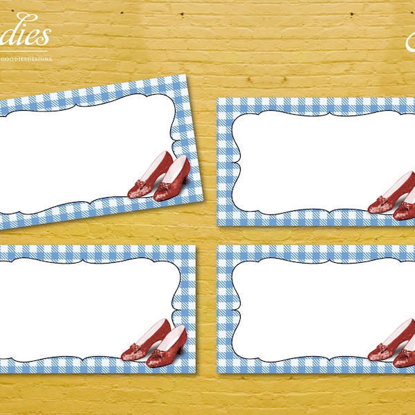 Wizard of Oz Tent Cards - Food Labels - Place Cards - Instant Download, Birthday, Party, Baby Shower, Shower, Ruby Slippers, Template, Print