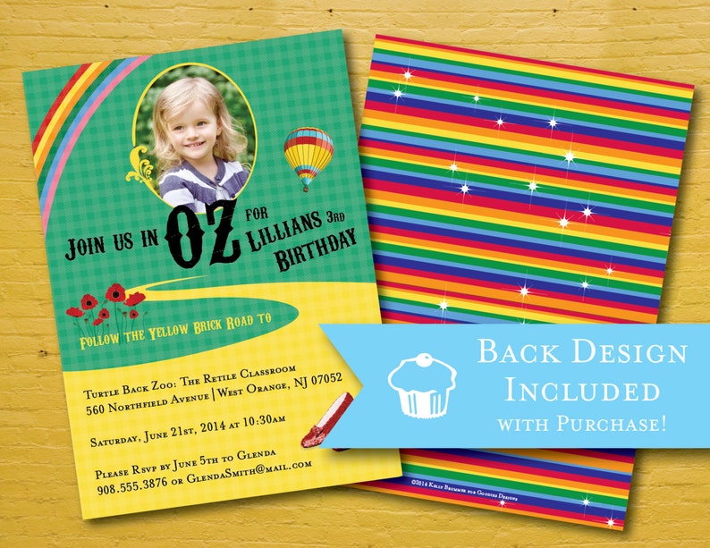 Emerald City Instant Download Birthday Party Wizard of Oz Invitation with Photo Baby Shower Ruby Slippers Bridal Shower Shower
