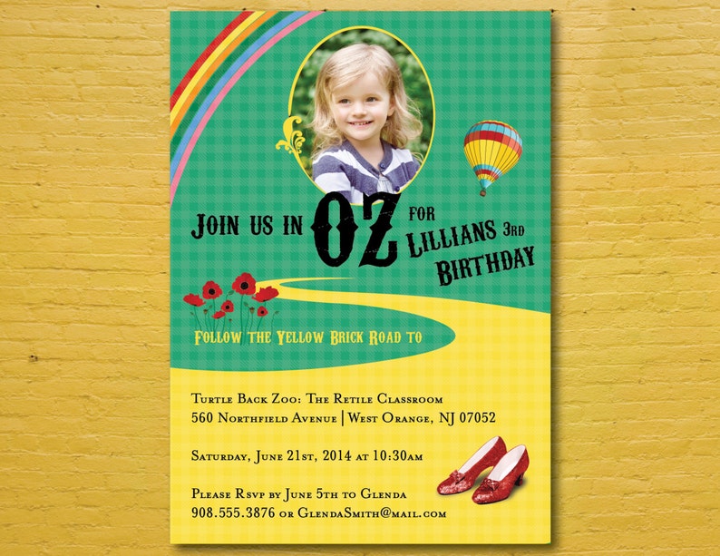 Emerald City Instant Download Birthday Party Wizard of Oz Invitation with Photo Baby Shower Ruby Slippers Bridal Shower Shower
