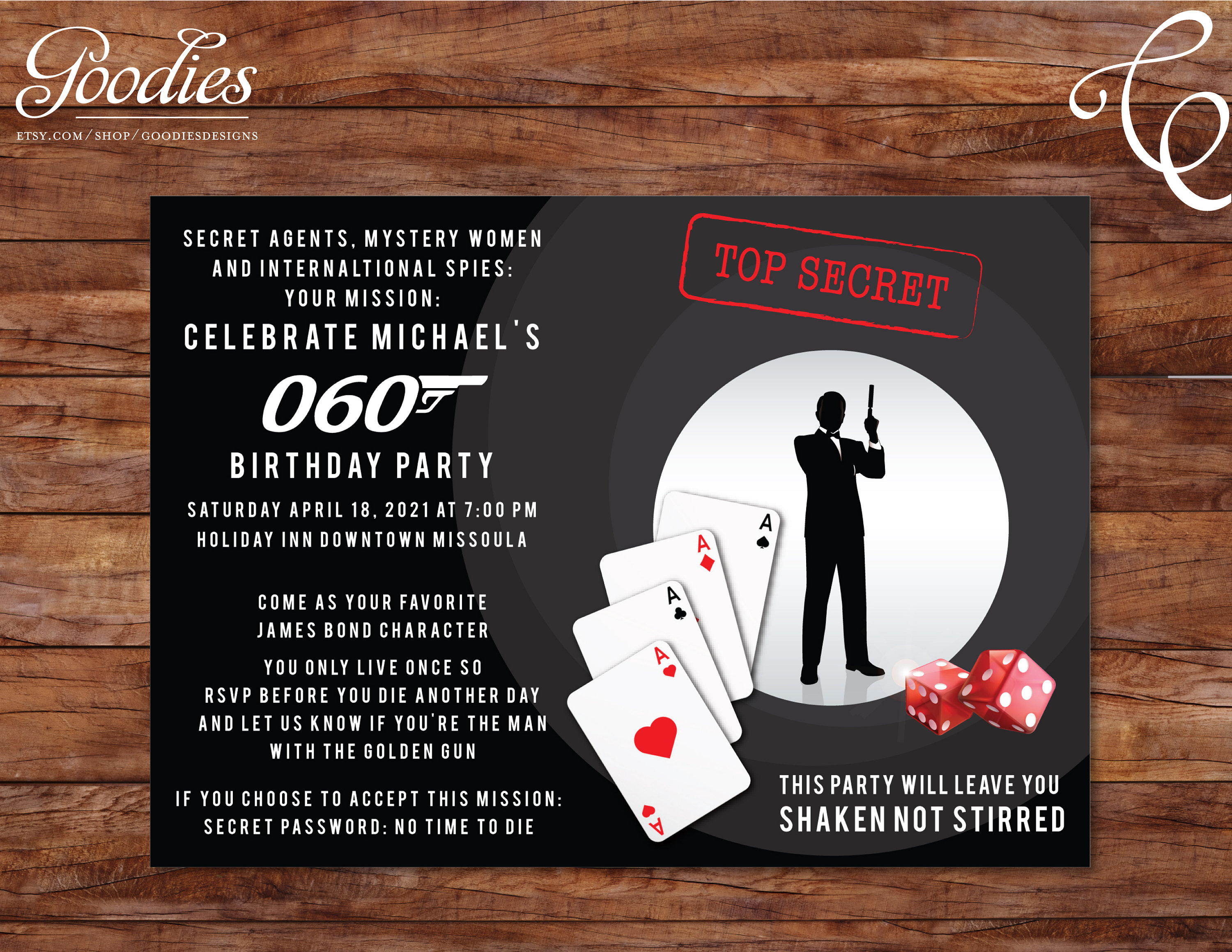 Special Agents Casino Invitation Birthday Invitation Shower 40th Birthday 30th Birthday 50th Birthday Custom Surprise Secret