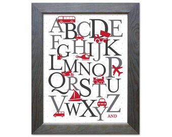 Poster ABC de voyage/automobile - imprimable - 27,9 x 14,2 cm et 20,2 x 10,4 cm