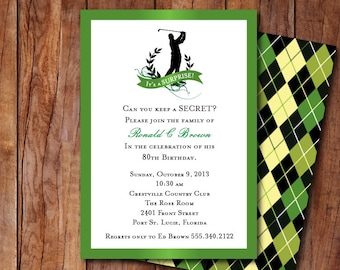 Golf Themed Invitation - digital, instant download, pdf, jpeg, jpg, party invitation, birthday invitation, golf masters, driving range