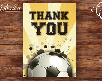 Soccer Thank You Card -Instant Download, Yellow, Printable, Coach, Thanks, PDF, jpg, jpeg, sports, kids, soccer mom, favor, card, tag, ball